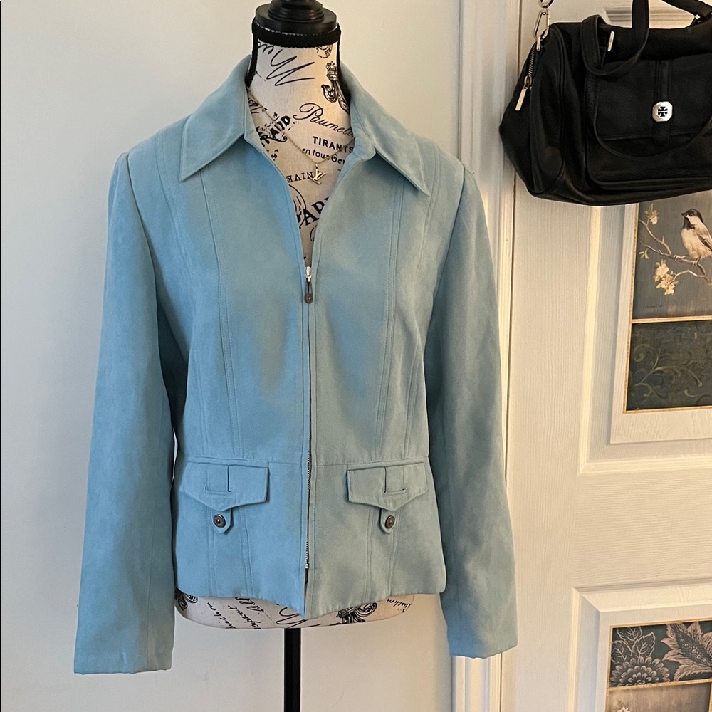 💗Tribal Women's Sky Blue Leather Jacket